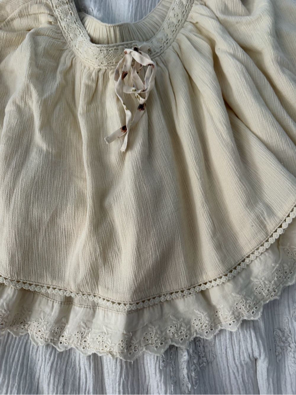 Free People Girls Cream Ruffle Tunic Dress - Picture 2 of 4